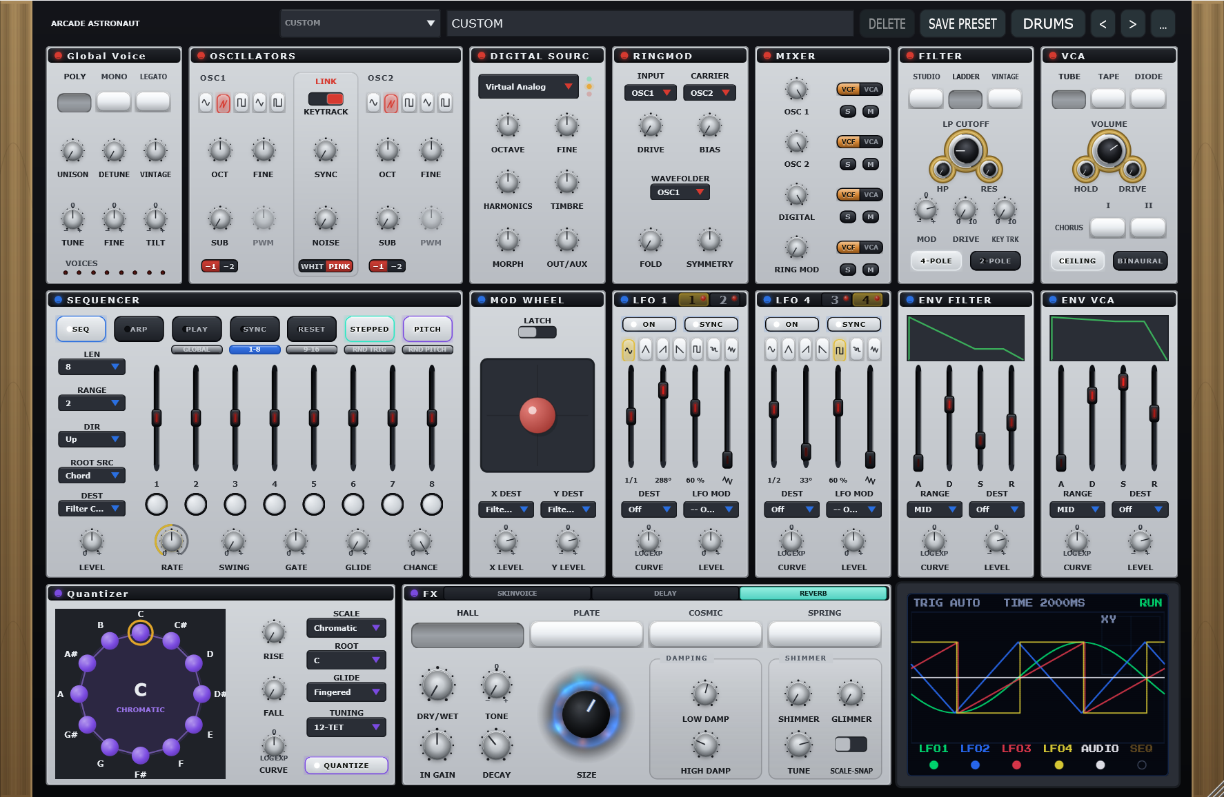 Arcade Astronaut synthesizer plugin screenshot